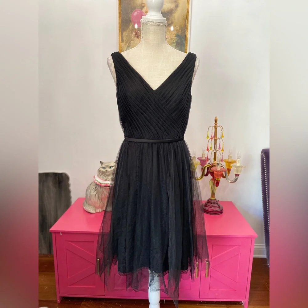 ❌SOLD❌WHITE BY VERA WANG CHIFFON TULLE LACE DRESS SIZE 6 FORMAL GOWN BRIDESMAID - Picture 2 of 8